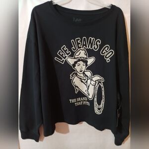 LEE Black Graphic Sweatshirt with Western Design